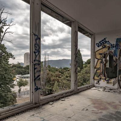 Trees and concrete tower