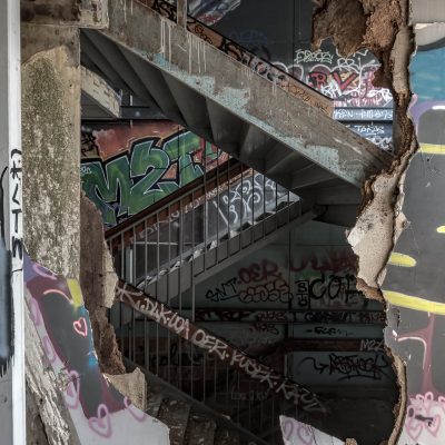 Staircase behind the wall