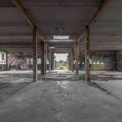 Yellow pillars on the way out