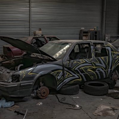 Graffiti-covered car
